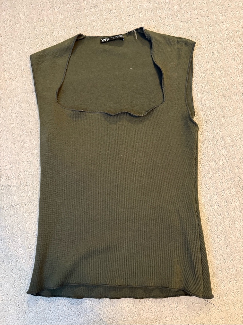 Zara Olive Green Square Neck Tank